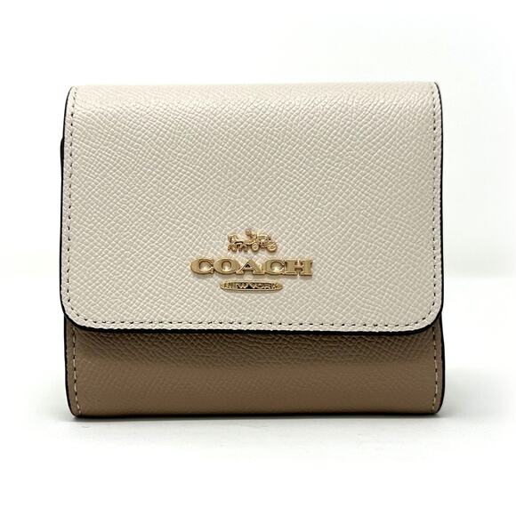 Coach Small Trifold Wallet in Colorblock Chalk Multi Leather CF357 - Picture 1 of 7